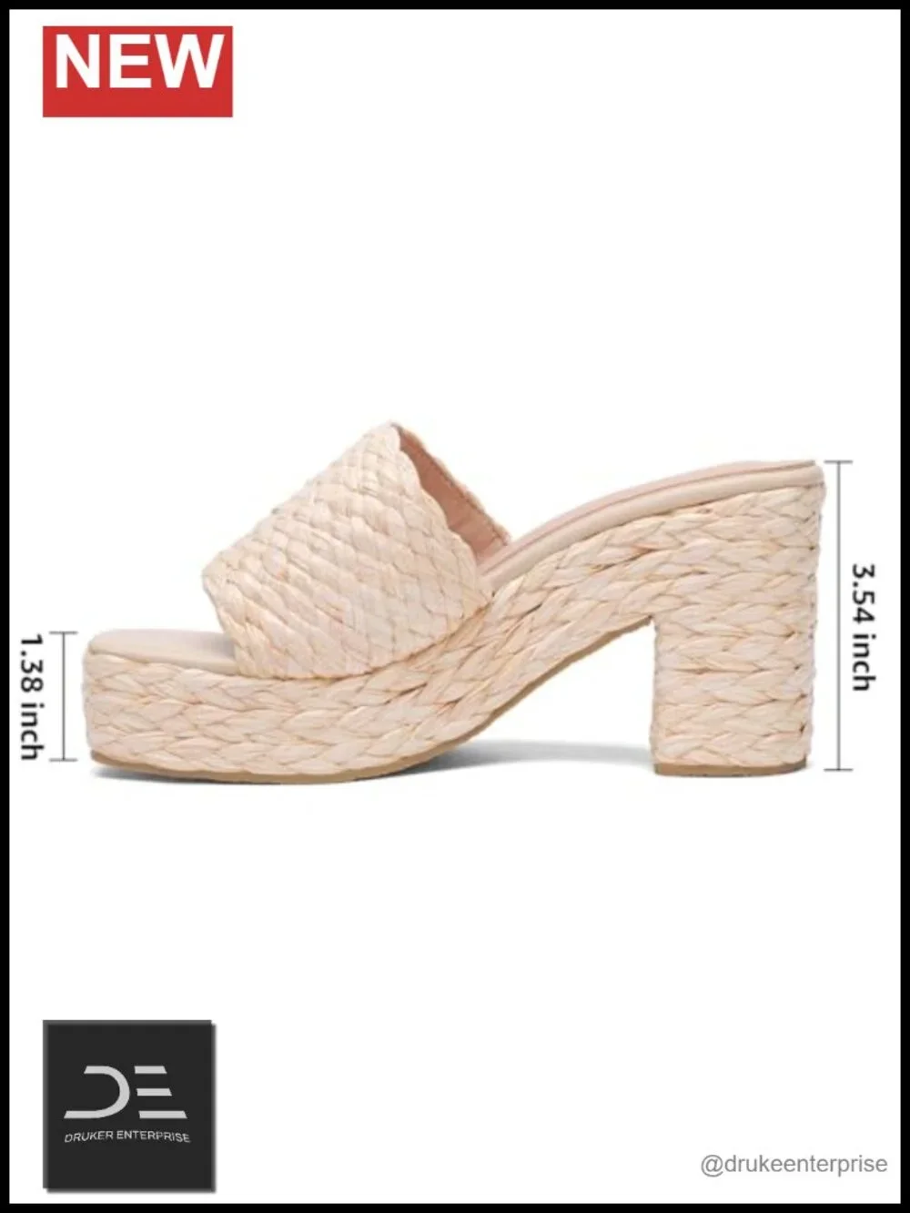 Raffia Chunky Heel Espadrille Platform Sandals Bohemian Square Toe